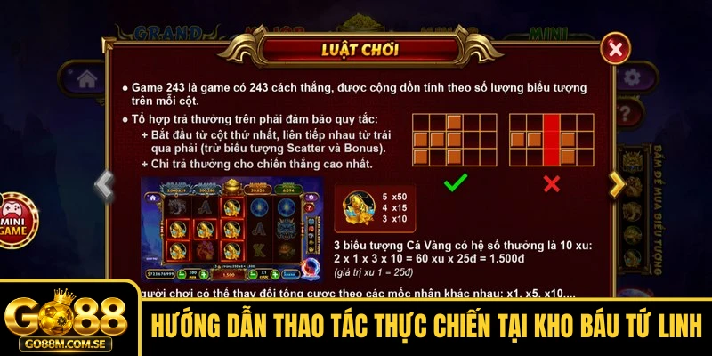 Hướng dẫn thao tác thực chiến tại Kho báu Tứ Linh