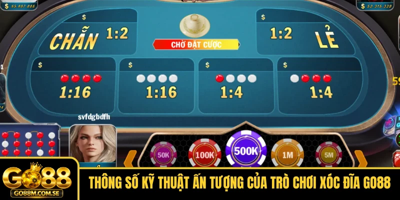 Thông số kỹ thuật ấn tượng của trò chơi Xóc đĩa GO88